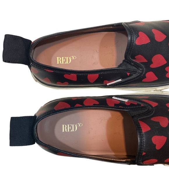 RED Valentino Black and Red Heart Slip-Ons Smooth Leather Trainer 36 (6-US) - Picture 2 of 11
